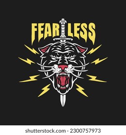 Fearless panther tee graphic vectors.