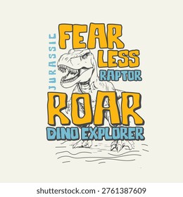 Fearless Raptor Raor Dino Explorer jurassic t rex vector illustrator