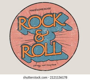 Fearless rock and roll tour vintage print design for t shirt, apparel, sticker, poster and others. Rock band logo vector design.