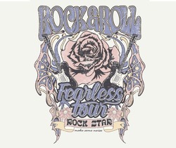 Fearless Rock Tour Graphic Print Design For T-shirt Fashion And Others. Rock And Roll Artwork.