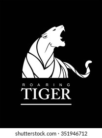 Fearless Tiger. Roaring Predator. Roaring Tiger. Tiger head, elegant tiger head. tiger half body. tiger head, roaring fang face. Combine with text