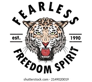 Fearless tiger vector print design for t shirt and others. Animal  graphic print design for apparel, stickers, posters, background . Wild life artwork.