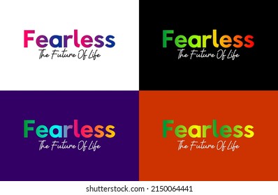 Fearless typography design rainbow color