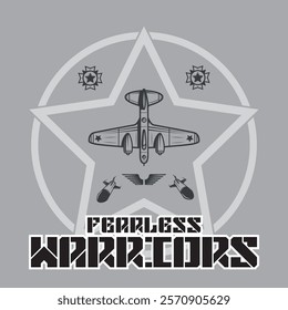 fearless warriors plan edition typography graphic print , Abstract fashion drawing and creative design for t-shirts, mugs, graphic tee, sweatshirt, cases, etc. Illustration in modern style for clothes