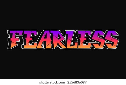 Fearless word trippy psychedelic graffiti style letters.Vector hand drawn doodle cartoon logo Fearless illustration. Funny cool trippy letters, fashion, graffiti style print for t-shirt, poster