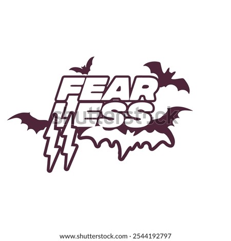 fearless y2k vintage logo style  with bat ornament.  streetwear, Futuristic, Cyber y2k, Retro Futurist, Graphic Geometric, Technology, Star.
