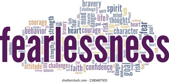 Fearlessness word cloud conceptual design isolated on white background.