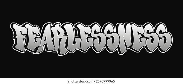 Fearlessness word trippy psychedelic graffiti style letters. Vector hand drawn doodle cartoon logo Fearlessness illustration