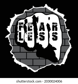 Fearless,Vector typography on a black background, can be used for screen printing t-shirts, hats, sweaters, etc