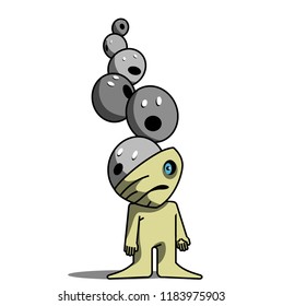 Fears emerge from the person's head.  Vector illustration.