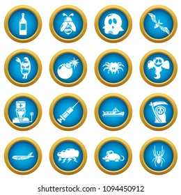 Fears phobias icons set. Simple illustration of 16 fears phobias vector icons for web