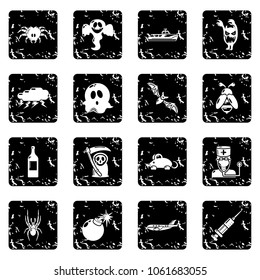 Fears phobias icons set vector grunge isolated on white background 