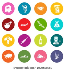 Fears phobias icons set vector colorful circles isolated on white background 