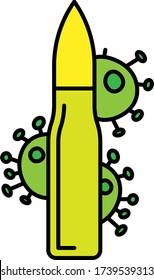 Temores de posibles disturbios sociales Color del vectorDiseño de iconos, escasez de municiones y armas de fuego Debido a las consecuencias de la pandemia viral sobre el fondo blanco, concepto de municiones del Coronavirus, guerra del tercer mundo por el virus de la corona