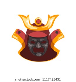 Fearsome ancient Samurai warrior war mask vector Illustration on a white background