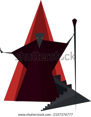 Fearsome evil character on a white background. Vector illustration with animal in cartoon style.