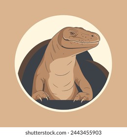 Fearsome Komodo Dragon Flat Vector Art Reptile, Lizard, Wildlife, Predator, Icon.