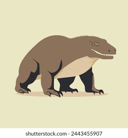 Fearsome Komodo Dragon Flat Vector Art Reptile, Lizard, Wildlife, Predator, Icon.