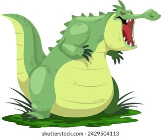 Fearsome and large crocodile with an open mouth, vicious and aggressive amphibian. Stock vector illustration
