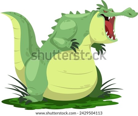 Fearsome and large crocodile with an open mouth, vicious and aggressive amphibian. Stock vector illustration
