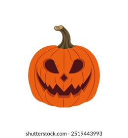 Fearsome pumpkin carving with creepy eyes and wicked grin for Halloween decoration and trick-or-treat tradition, Flat vector illustration design