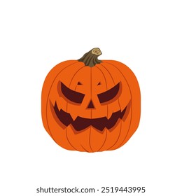 Fearsome pumpkin carving with scary eyes and wicked grin for Halloween decoration and trick-or-treat tradition, Flat vector illustration design