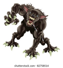 A fearsome werewolf monster attacking the viewer