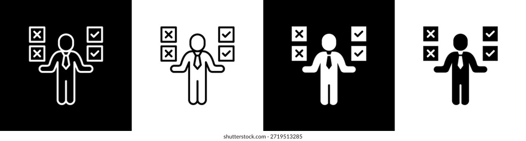 Feasibility icon with black and white background 