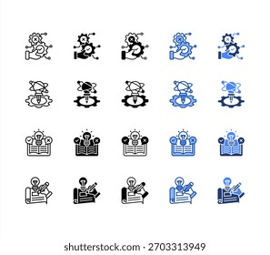 Viabilidade, Inovação, Estudos de viabilidade, Prototipagem de conjunto de ícones de vários estilos.