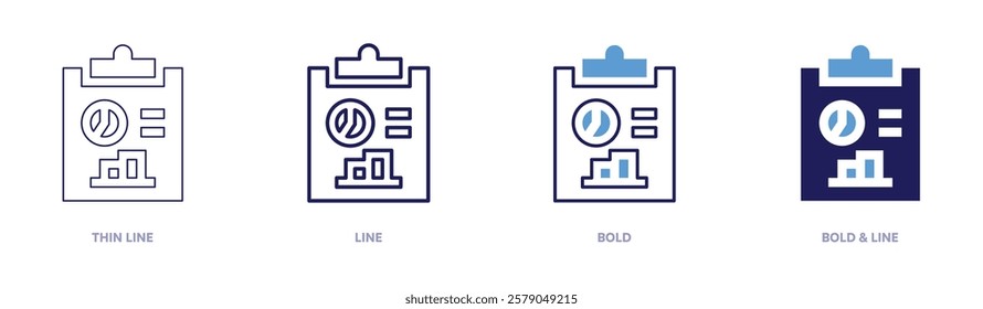 Feasibility study icon in 4 different styles. Thin Line, Line, Bold, and Bold Line. Duotone style. Editable stroke.