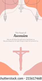 The Feast Of Ascension Day Jesus Christ. Social Media Template Vector Illustration Pastel Background