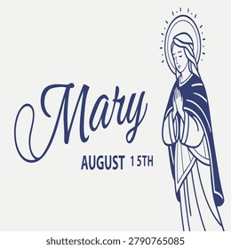 Feast of the Assumption of Mary Typography Vector