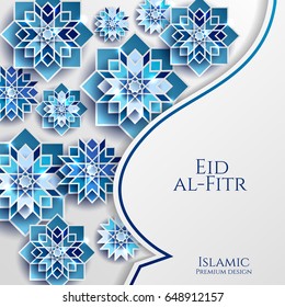 Feast of Breaking the Fast celebrate greeting card with paper cutting style with bright colored arabic islamic geometric pattern art. Islamic decoration. Eid al Fitr. Iftar. Template for iftar.Ramadan