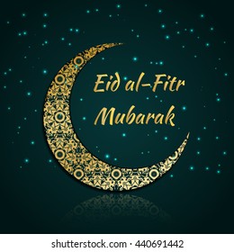 Feast of Breaking the Fast. Gold and sparkle moon vector background.
