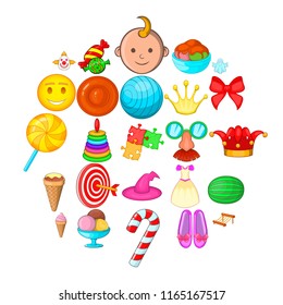 Feast for child icons set. Cartoon set of 25 feast for child vector icons for web isolated on white background Feast for child icons set. Cartoon set of 25 feast for child vector icons for web isolated on white background