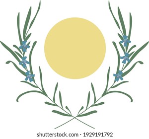 Feast of Corpus Christi icon, comunion bread and two green branches