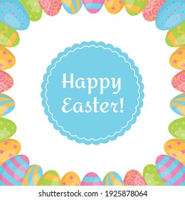 The Feast of Easter. Vector illustration of eggs background. Roster for the holiday. Easter, holiday, sacred, holy.