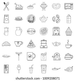 Feast icons set. Outline set of 36 feast vector icons for web isolated on white background