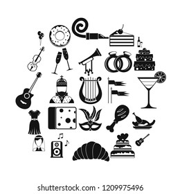 Feast icons set. Simple set of 25 feast vector icons for web isolated on white background