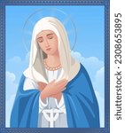  Feast of the immaculate conception.Virgin of Tenderness. Virgin Mary. Orthodoxy and Catholicism. Vector icon