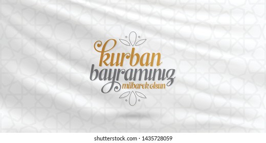 Feast of the Sacrif (Eid al-Adha Mubarak) Feast of the Sacrifice Greeting (Turkish: Kurban Bayraminiz Mubarek Olsun) Holy days of muslim community. Billboard, Poster, Social Media, Greeting Card templ