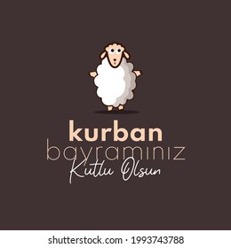 Feast of the Sacrif (Eid al-Adha Mubarak) Feast of the Sacrifice Greeting. (Turkish: Kurban Bayraminiz Kutlu Olsun). Holy days of muslim community. Social Media, Greeting Card.