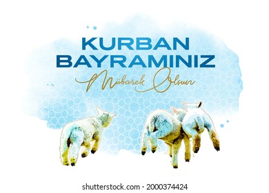 Fest des Sacrif (Eid al-Adha Mubarak) Fest des Grußgefühls (Türkisch: Kurban Bayraminiz Kutlu Olsun) Heilige Tage der muslimischen Gemeinschaft. Reklametafeln, Poster, Social Media, Grußkarte