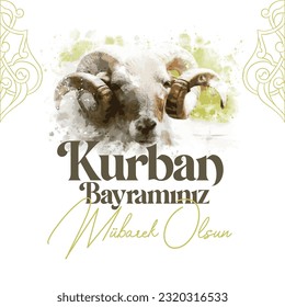 Feast of the Sacrifice (Eid al-Adha Mubarak) Feast of the Sacrifice Greeting (Turkish: Kurban Bayraminiz Kutlu Olsun) Holy days of muslim community. kutlu olsun