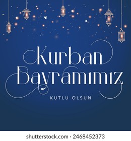 Feast of the Sacrifice (Eid al-Adha Mubarak) Feast of the Sacrifice Greeting (Turkish: Kurban Bayraminiz Mubarek Olsun) Holy days of muslim community. Islamic background.