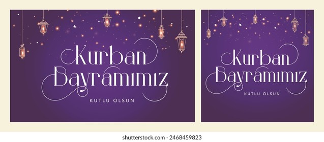 Feast of the Sacrifice (Eid al-Adha Mubarak) Feast of the Sacrifice Greeting (Turkish: Kurban Bayraminiz Mubarek Olsun) Holy days of muslim community. Islamic background.