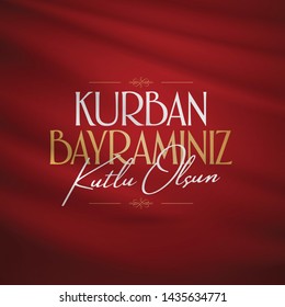 Feast of the Sacrifice Greeting (Eid al-Adha Mubarak) (Turkish: Kurban Bayraminiz Kutlu Olsun) Holy days of muslim community. Billboard, Poster, Social Media, Greeting Card template.