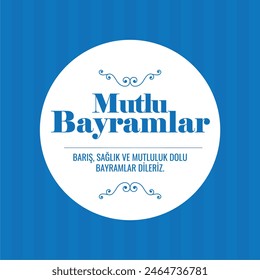 Feast of the Sacrifice Greeting (Eid al-Adha Mubarak) (Turkish: Kurban Bayraminiz Kutlu Olsun) Holy days of muslim community. Billboard, Poster, Social Media, Greeting Card template.