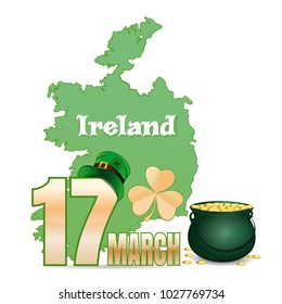 Feast of Saint Patrick is a cultural and religious Irish celebration held on 17 March. Design element for St. Patrick's Day. Vector illustration