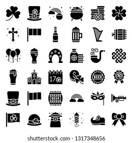 Feast of Saint Patrick vector set, solid style icon